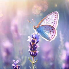 Butterfly in Sea of Flowers, Spring Wallpaper or Background - Space for Copy