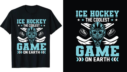 Ice hockey puck and broken stick t-shirt print vector template.Ice hockey t-shirt design Vector, Hockey, typography, vector, graphic, illustration, t-shirt design custom design mockup