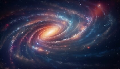 Spiral Galaxy in deep space. Deep space background with spiral galaxy and stars