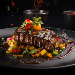 grilled meat with vegetables, Generative AI	