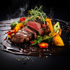 grilled beef steak, Generative AI	