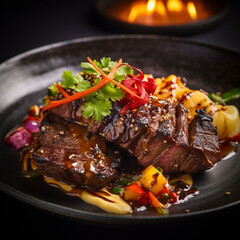 lamb chops with vegetables, Generative AI	