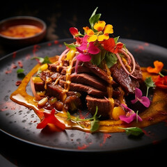 meat with vegetables, Generative AI	