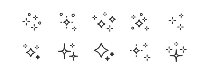 Fototapeta na wymiar Star sparkles icon set, twinkling stars, clean, shine, shining burst, magic, artificial intelligence symbol. modern simple vector set.