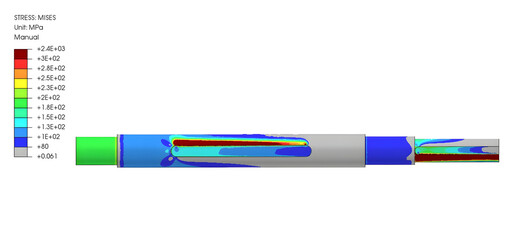 Finite element analysis of stresses in a shaft with a keyway. - obrazy, fototapety, plakaty