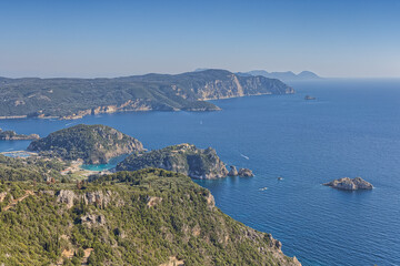 Panoramic Coastline View from Angelokastro, Corfu