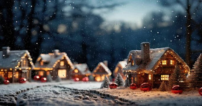 Village de No&euml;l sous la neige