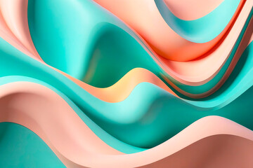 Layered background in seafoam and peach color. Design template concept. Trending color concept of...