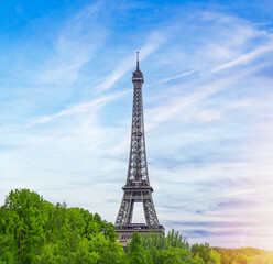 Fototapeta na wymiar Eiffel tower, Paris. France. Beautiful view of famous Eiffel Tower in Paris, France.