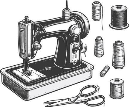 vector illustration of a sewing machine