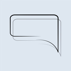 Black speech bubble in a flat design.
