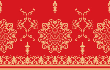 golden pattern red background chinese new year Pattern for red ethnic tribal dress.