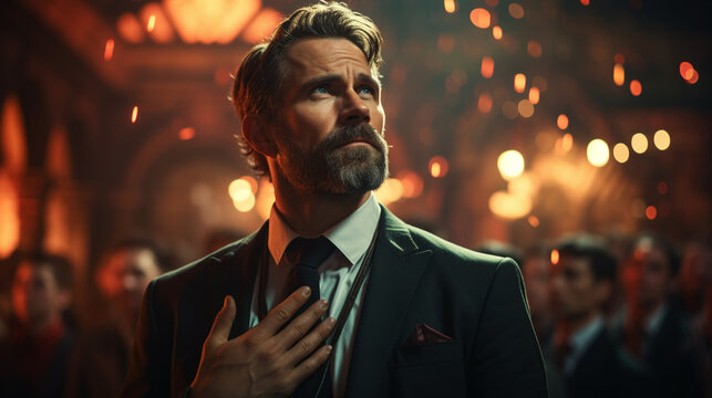 Politician giving a speech.