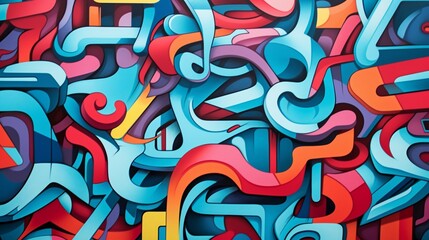 Abstract patterns of spray paint on an urban wall forming a vivid mural