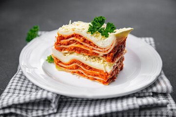 lasagna bolognese delicious meat dish second course ready to eat healthy eating cooking appetizer...