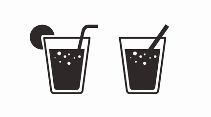 Drinks Icon Set. Vector isolated back and white set of different drinks