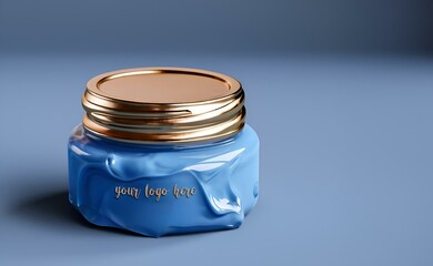 durgal's blue cream jar in gold on a grey background