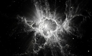 a nebula in black and white with many lights on it