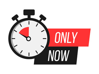 Only now. Sale countdown badges set. Limited time only discount promotions. Vector illustrations set