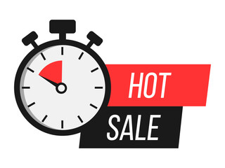 Hot sale. Sale countdown badges set. Limited time only discount promotions. Vector illustrations set