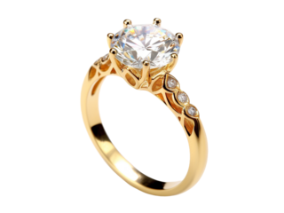 Beautiful gold engagement ring with a diamond, cut out