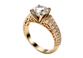 Beautiful gold engagement ring with a diamond, cut out