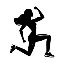 Running woman, abstract vector silhouette.