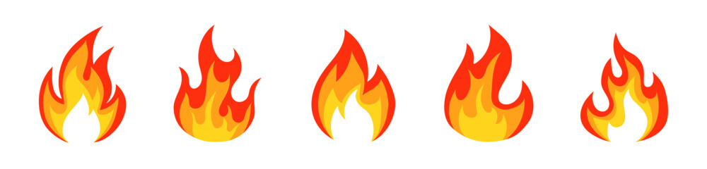 Fire black solid icons. Flame vector silhouette logo. Wildfire symbol