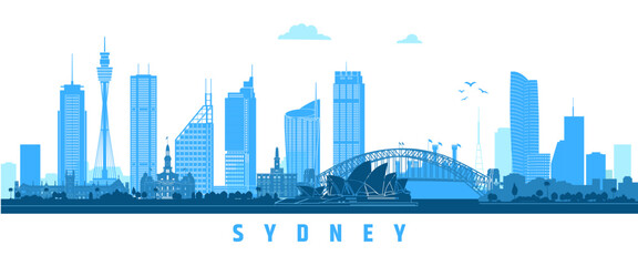 City silhouette landmarks australia vector graphics flat illustration  © tatoman
