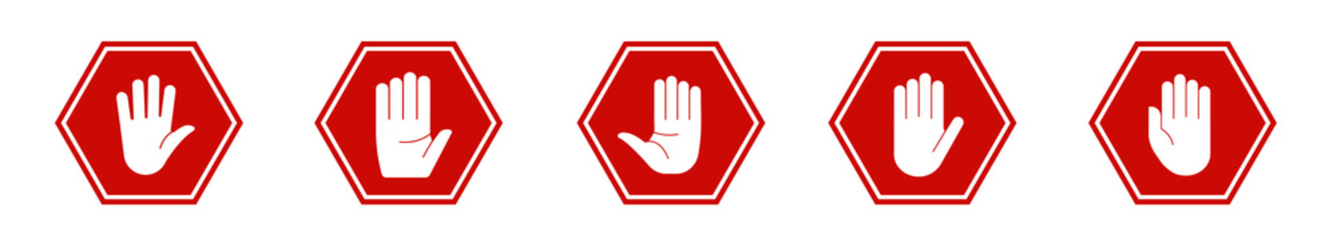 Stop hand adblock hexagon circle vector. Adblocker symbol