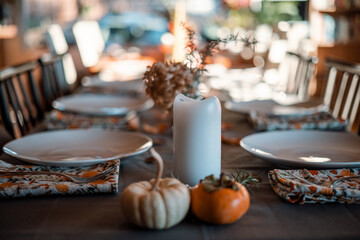 Table Setting for a Dinner Thanksgiving Fall Holiday