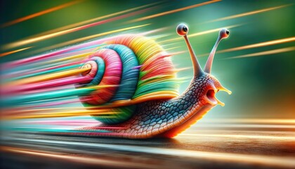 Colorful Speeding Snail - obrazy, fototapety, plakaty