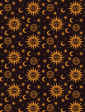 medieval sun, exoteric sun, sun and moon pattern, background