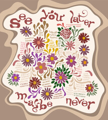 Poster flowers Y2k with curly text