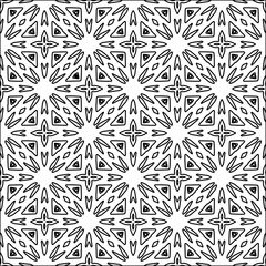 Figures from lines.Black pattern on white wallpaper for web page, textures, card, poster, fabric, textile. Abstract background.Repeating background image.White texture. Lines form shapes.