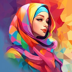 islamic Colorful multicolor Hijab of women
