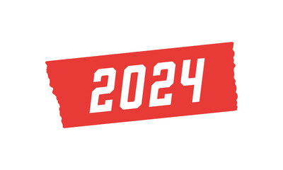 赤いマスキングテープに白い2024!の文字 - 2024年や新年などのイメージ素材
