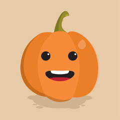 Cute happy pumpkin autumn character Vector
