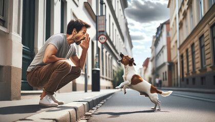 Un Jack Russell Terrier en train d'aboyer à un passant