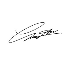 Abstract Signature initial letter C. Vector image with black writing and transparent background