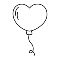 heart balloon cartoon line icon..