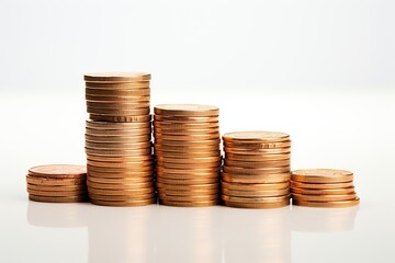 Stack of coins on white background