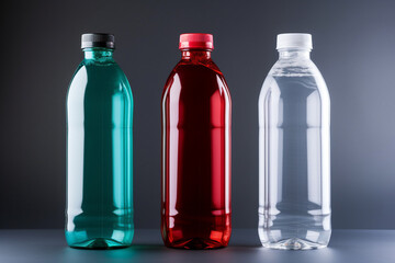 Set of colored plastic bottles. Zero waste recycling concept