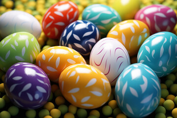 Fototapeta na wymiar pile of colorful easter eggs, selective focus