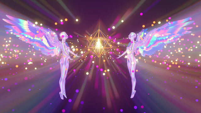 3d illustration of a meditative astral angelic ritual