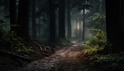 Wandaufkleber A Mysterious Path Through the Enchanted Forest © Anna