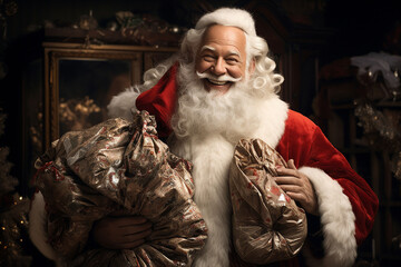 Obraz premium Santa Claus with Gifts Created with Generative AI