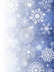 Fototapeta na wymiar Vector card with dark blue winter pattern with vintage snowflakes and stars in retro style
