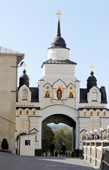 Domes of the Pochaev Lavra churches in Ukraine.
