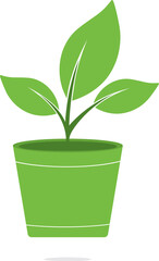 Flower pot and plant logo. Garden vector logo design.